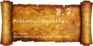 Miklovicz Hargitta névjegykártya